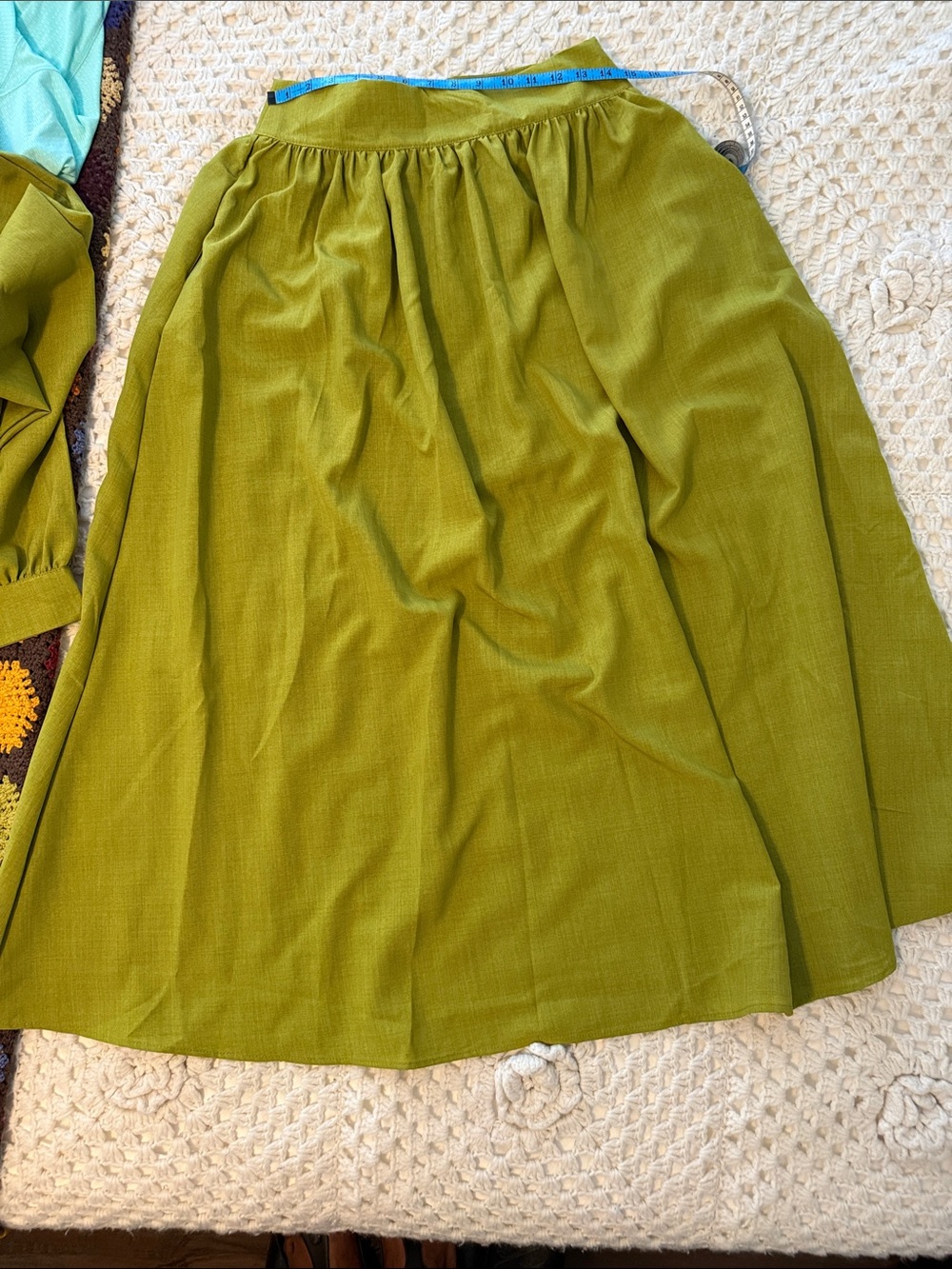 NWOT Unbranded Olive Green Gathered Midi Skirt And Top Set